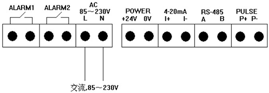 高溫型熱式氣體質(zhì)量流量計交流電接線圖